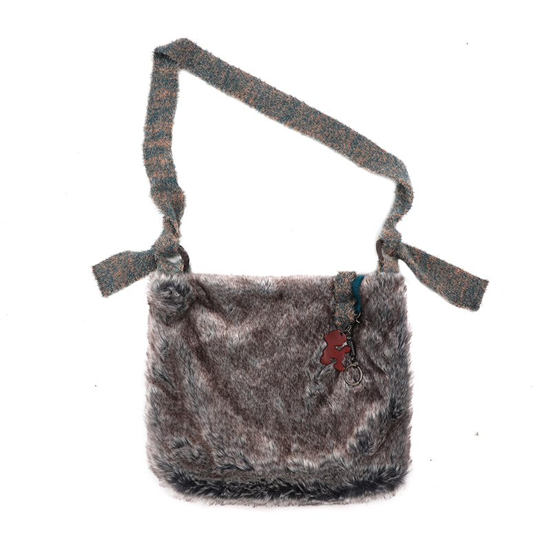Leele Beach Puppy Laser Patch Fuzzy Crossbody Bag