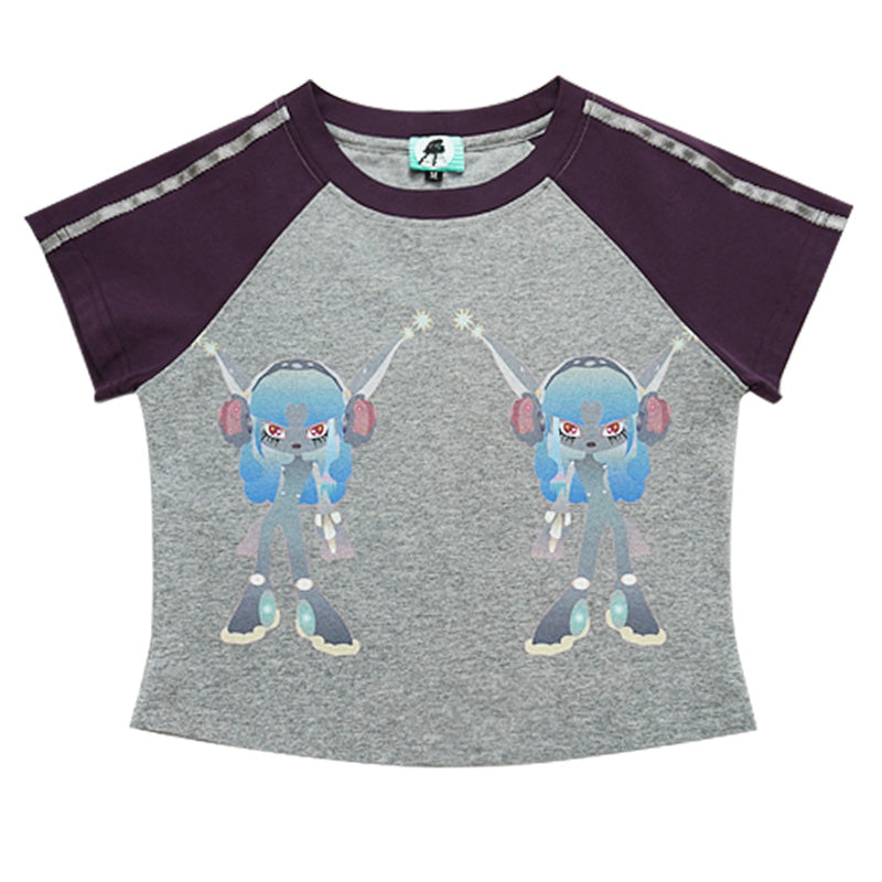 Lounge Retro Sweet-Crop Raglan Top