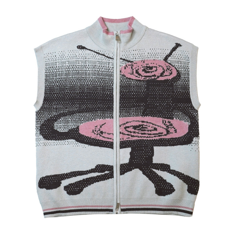 Lounge Dual-Zip High Neck Sweater Vest
