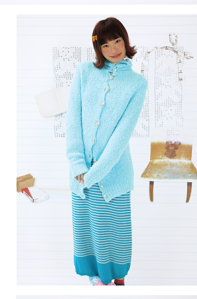Leele Milky Blue Coral Fleece Sweater Cardigan
