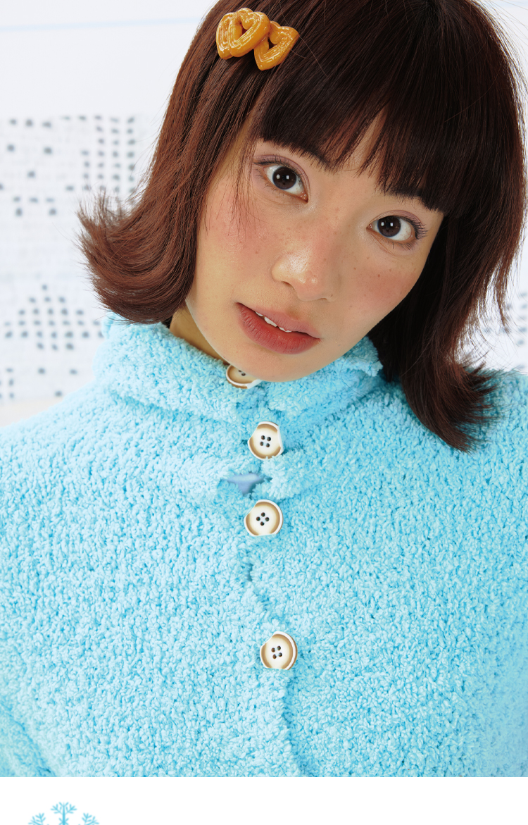 Leele Milky Blue Coral Fleece Sweater Cardigan