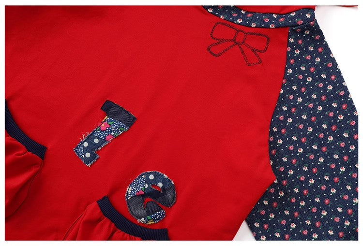 Leele Vintage Text Patchwork Mandarin Collar Hoodie