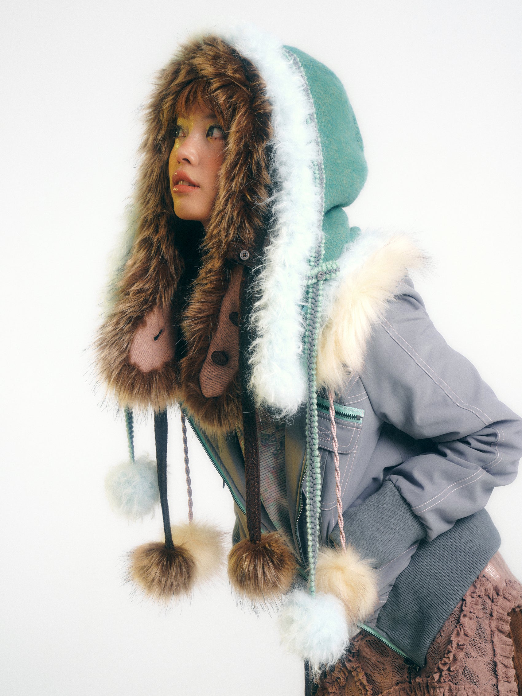 SassyLove Quilted Fur Hood Puffer Jacket