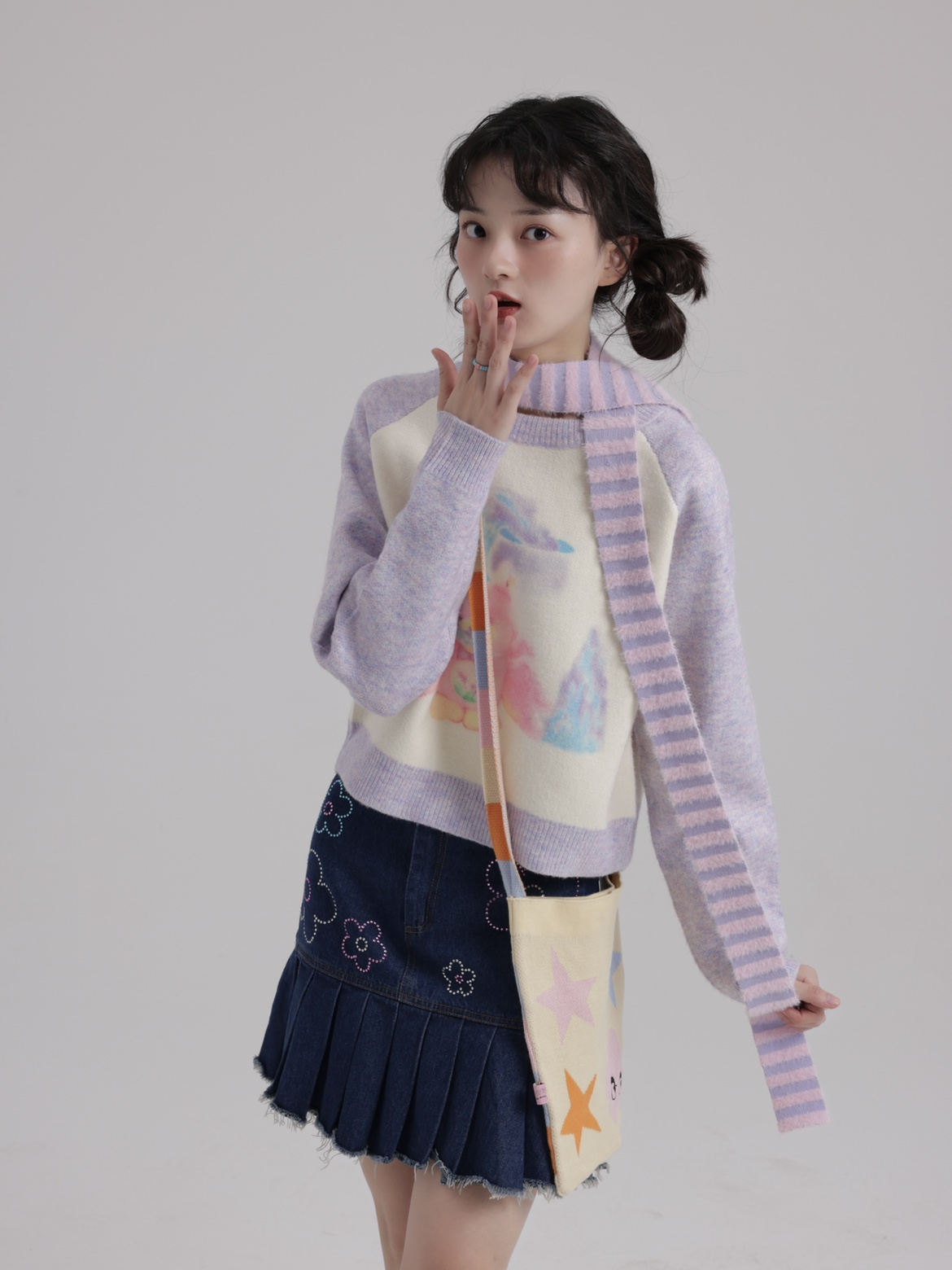 Kaixin Hostel Cute Illustration Color-Block Sweater