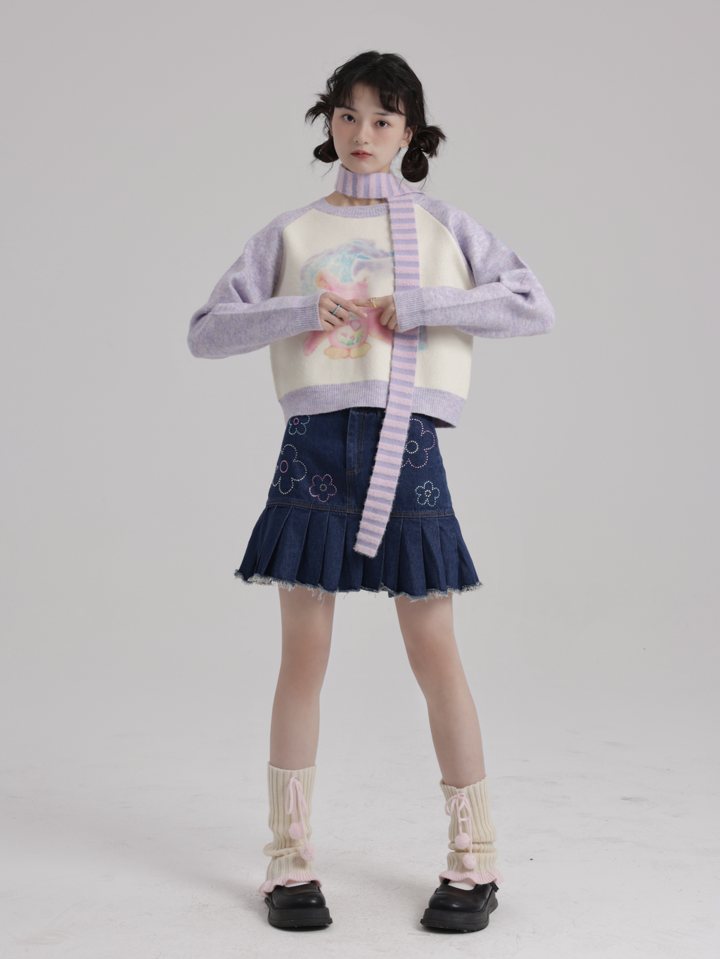 Kaixin Hostel Cute Illustration Color-Block Sweater