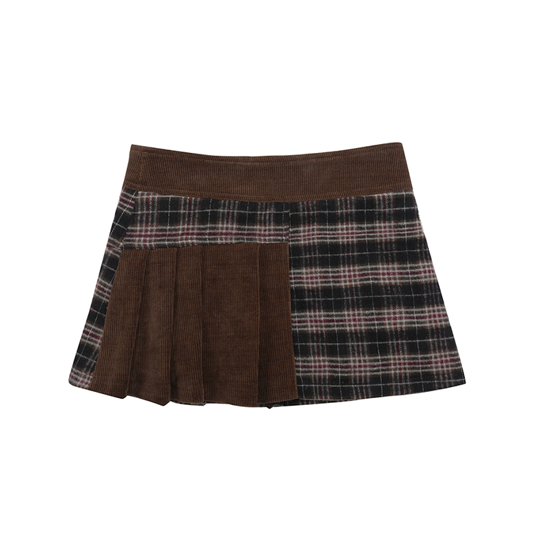 Leele Coffee Brown Chinese Knot Pleated Skirt