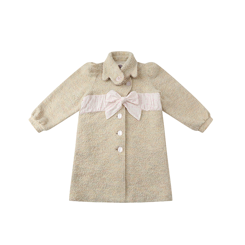 Leele Colorful Star Wool Blend Belted Coat