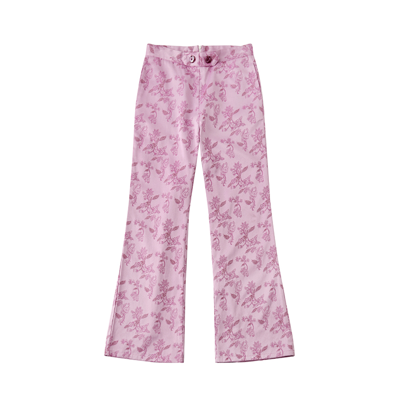 Leele Pink Baroque Flared Pants