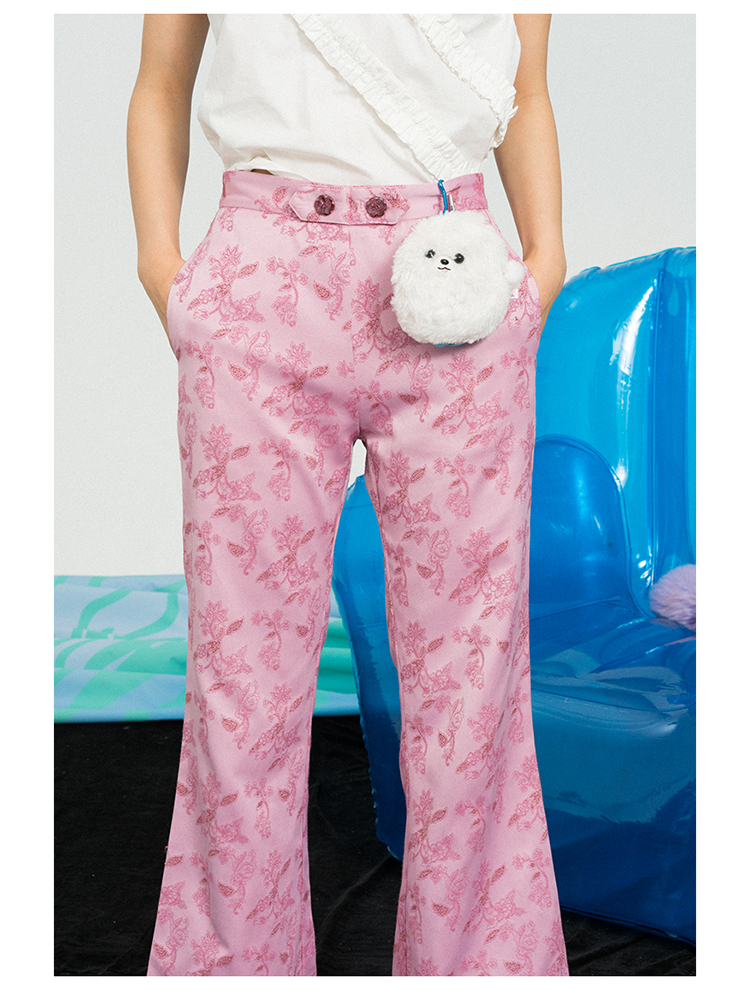Leele Pink Baroque Flared Pants