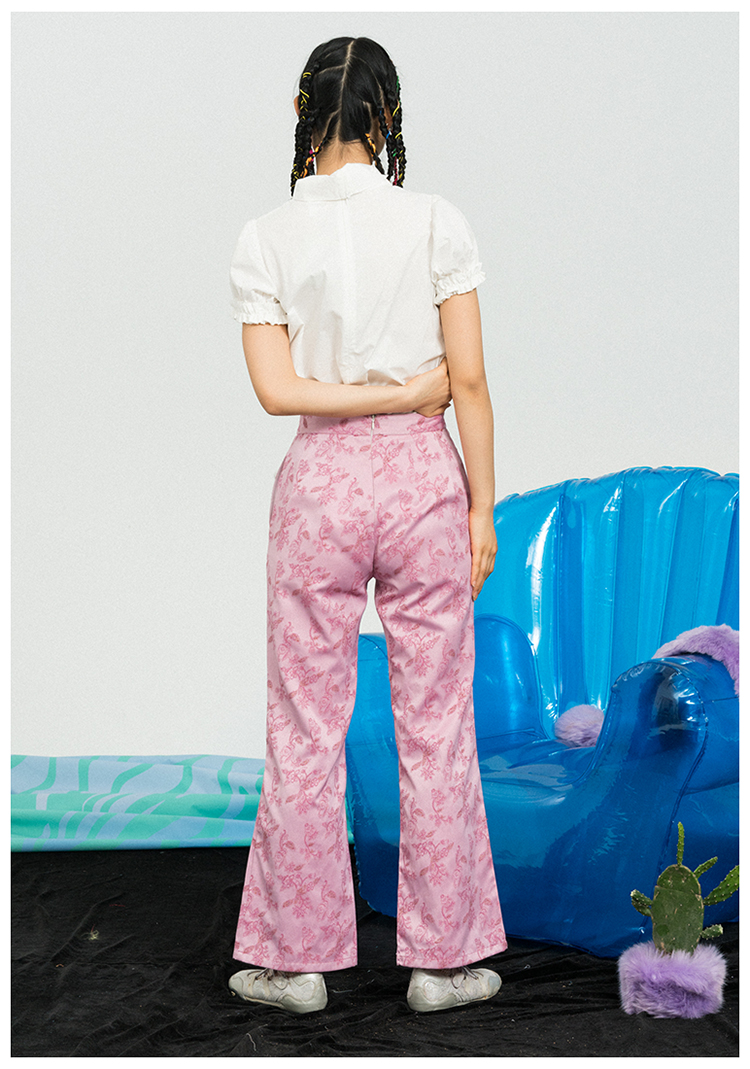 Leele Pink Baroque Flared Pants