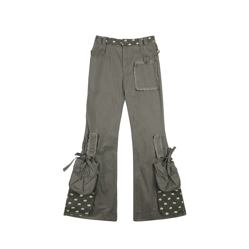 Leele Taupe Layered Lace Washed Pants