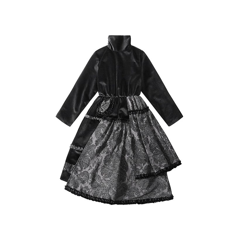 Leele 3D Embroidery Short Jacket & High Neck Dress Set - Dress