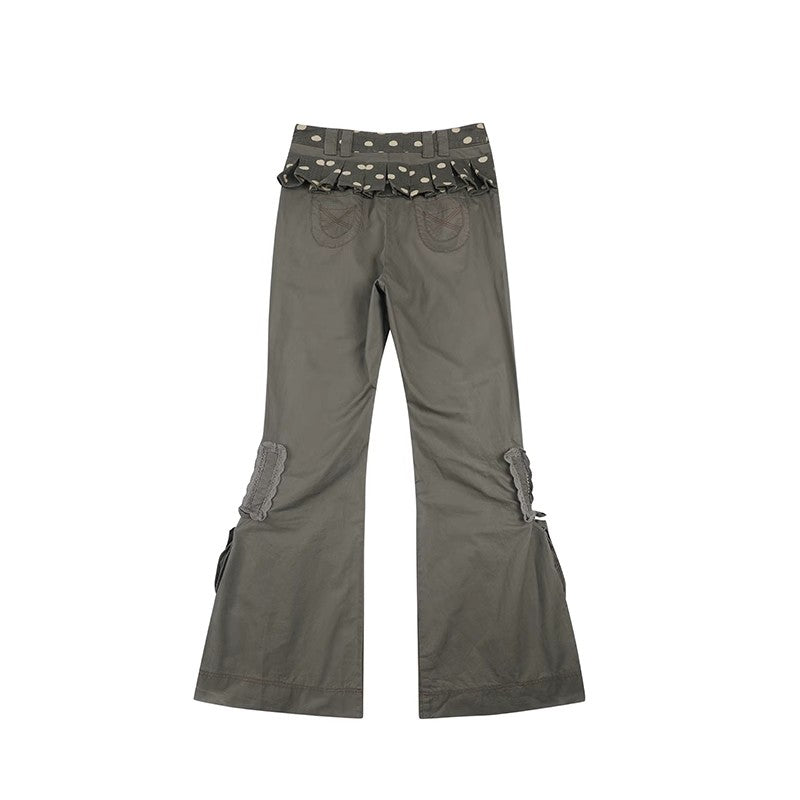 Leele Taupe Layered Lace Washed Pants