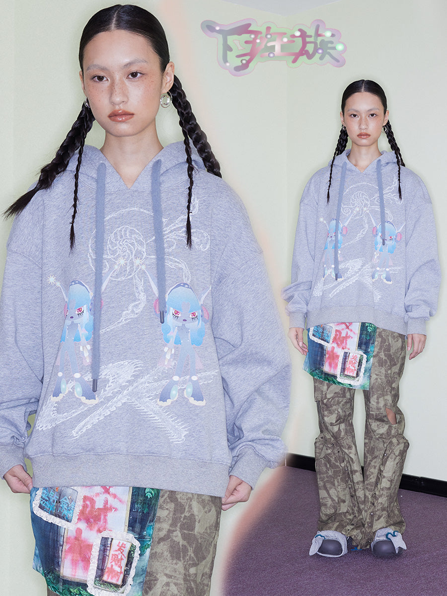 Lounge Graphic Print Fleece Hoodie