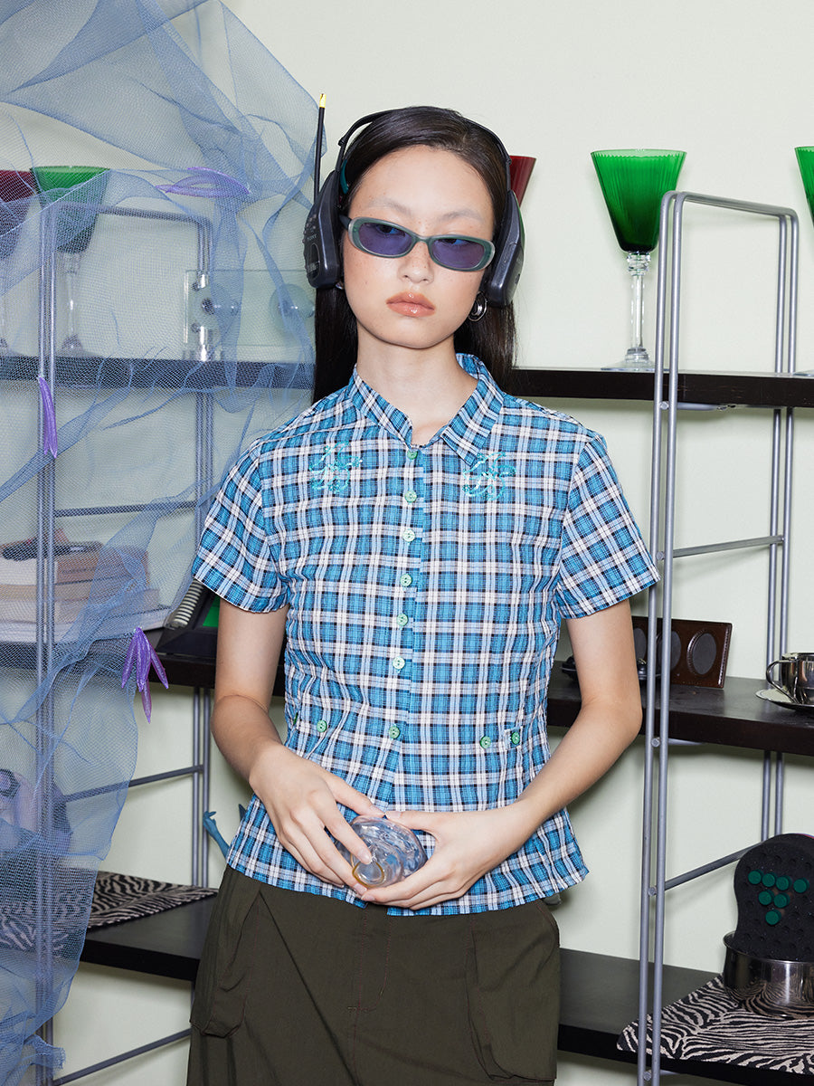Lounge Y2K Checkered Short Sleeve Shirt