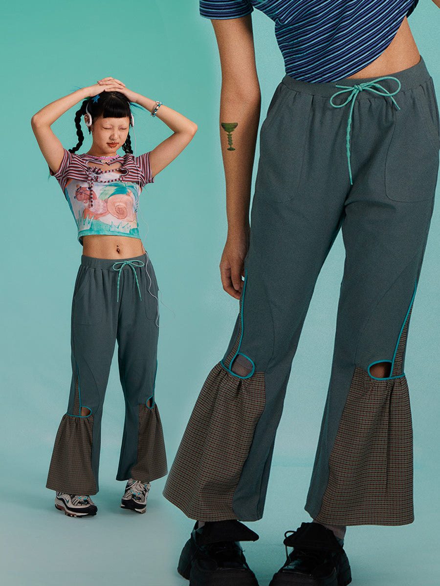Lounge Retro Rave Color-Block Flared Pants