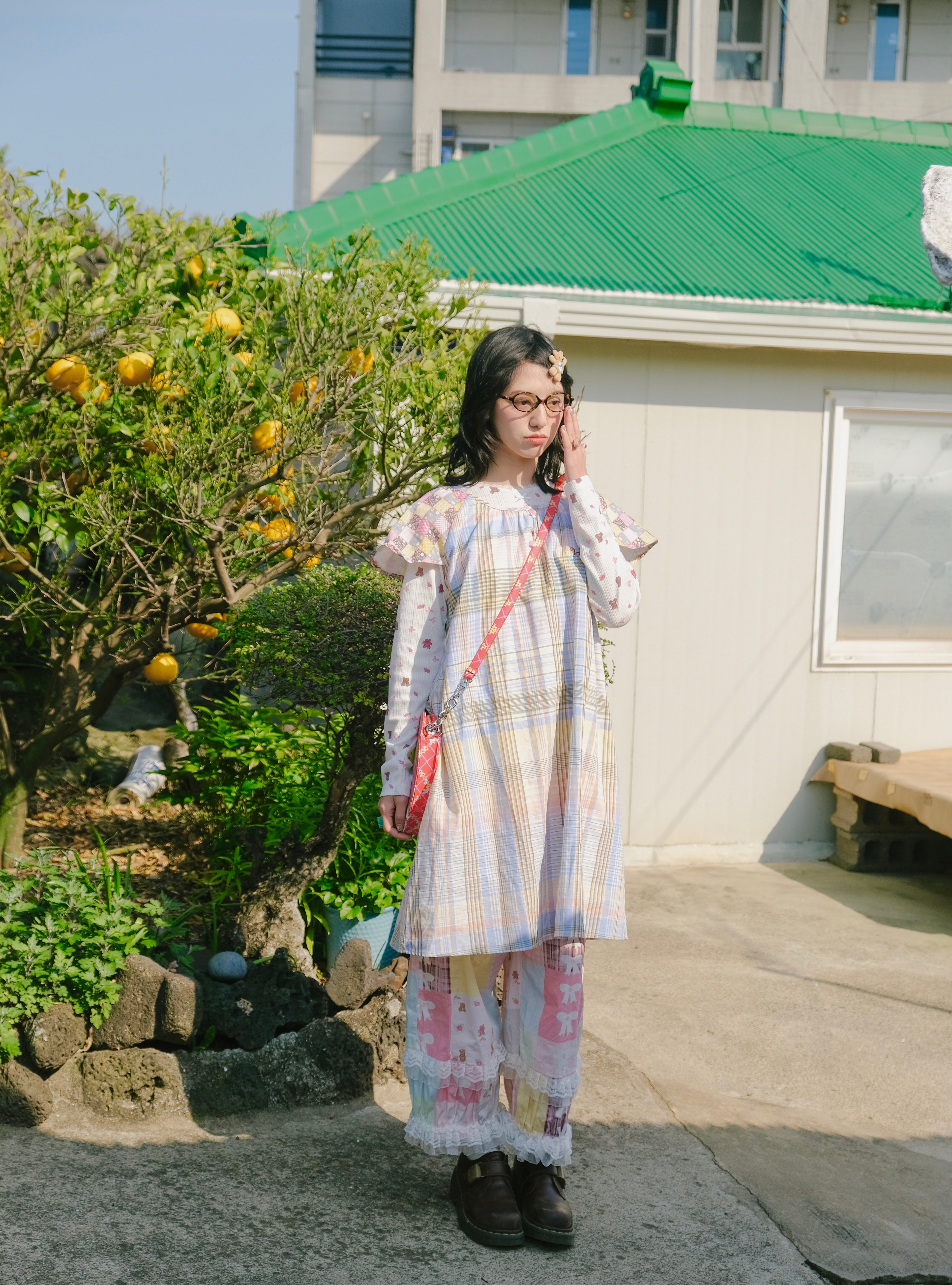 Kaixin Hostel Patchwork Floral Embroidery Cape Dress