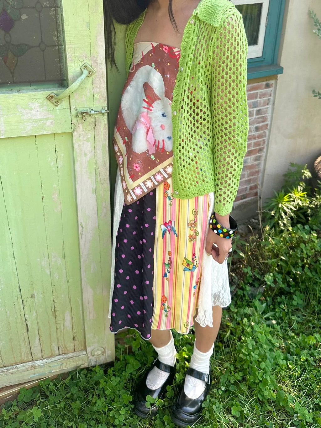 Kaixin Hostel x Octopus Grass 2025 Lace Print Pleated Skirt