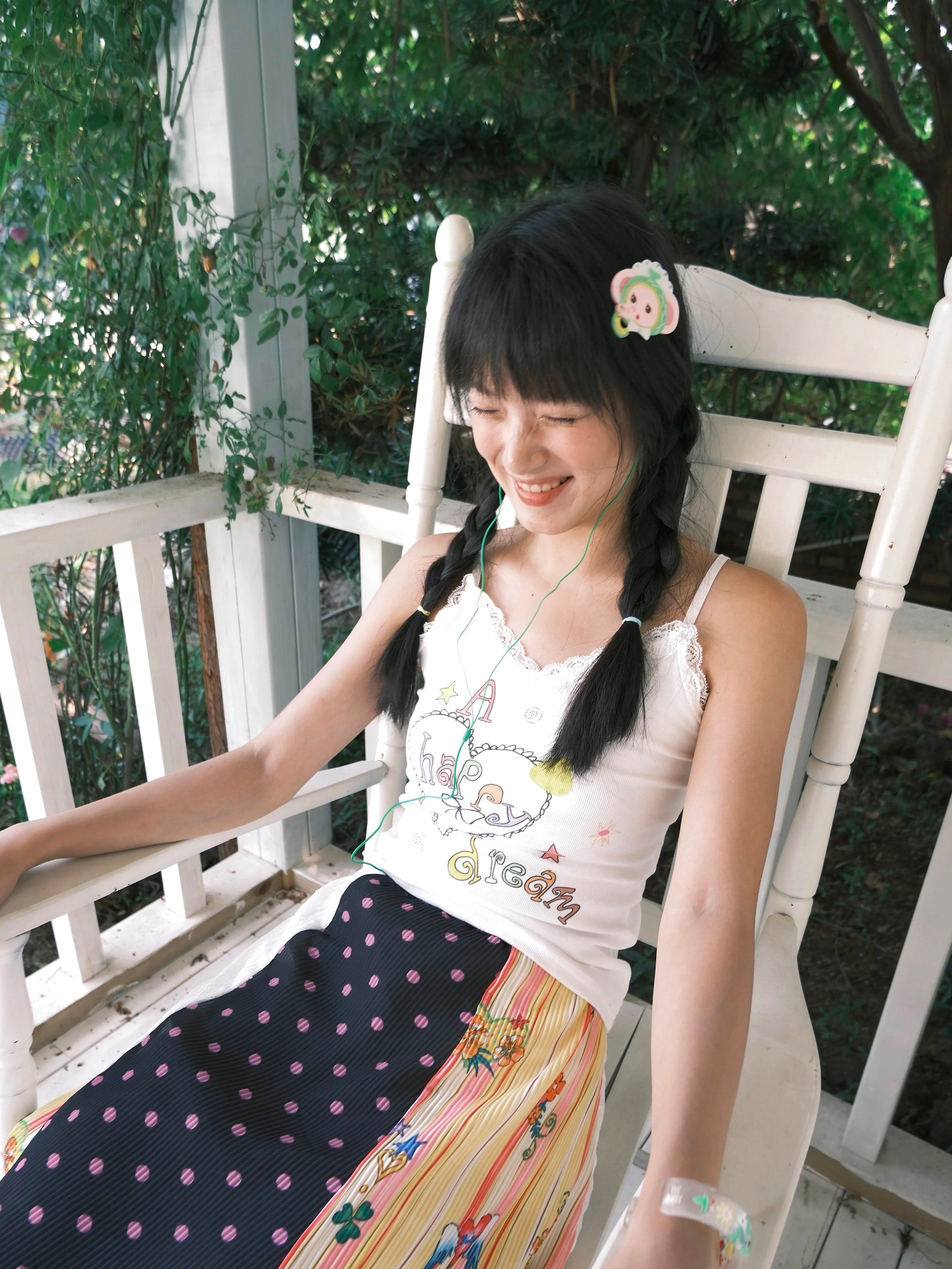 Kaixin Hostel 2025SS Letter Graphic Lace Camisole