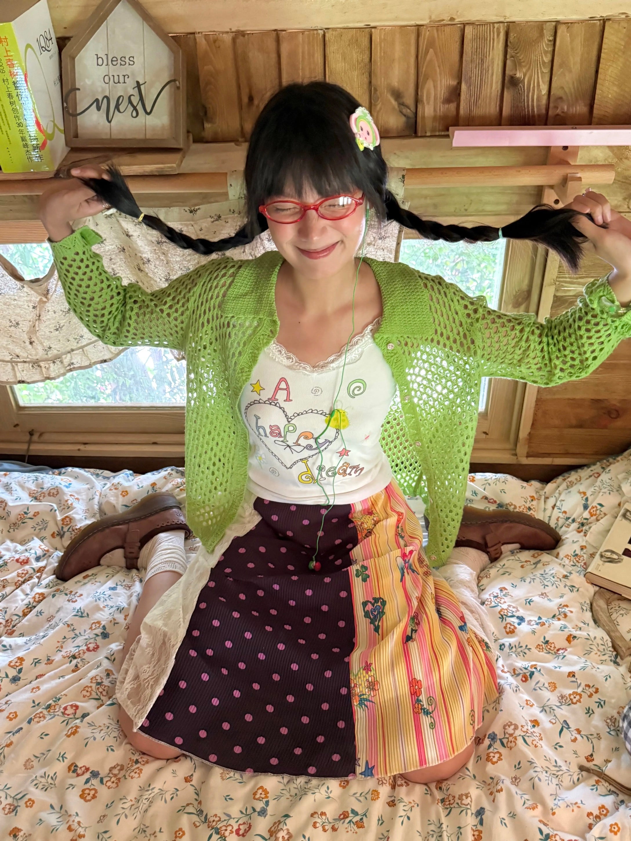 Kaixin Hostel 2025SS Letter Graphic Lace Camisole