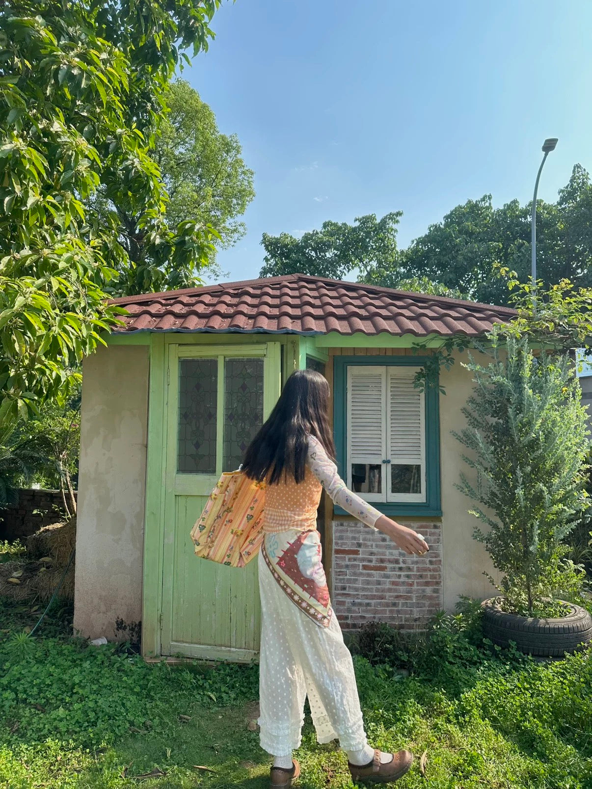 Kaixin Hostel x Octopus Grass 2025 Floral Print Mesh Long Sleeve Top