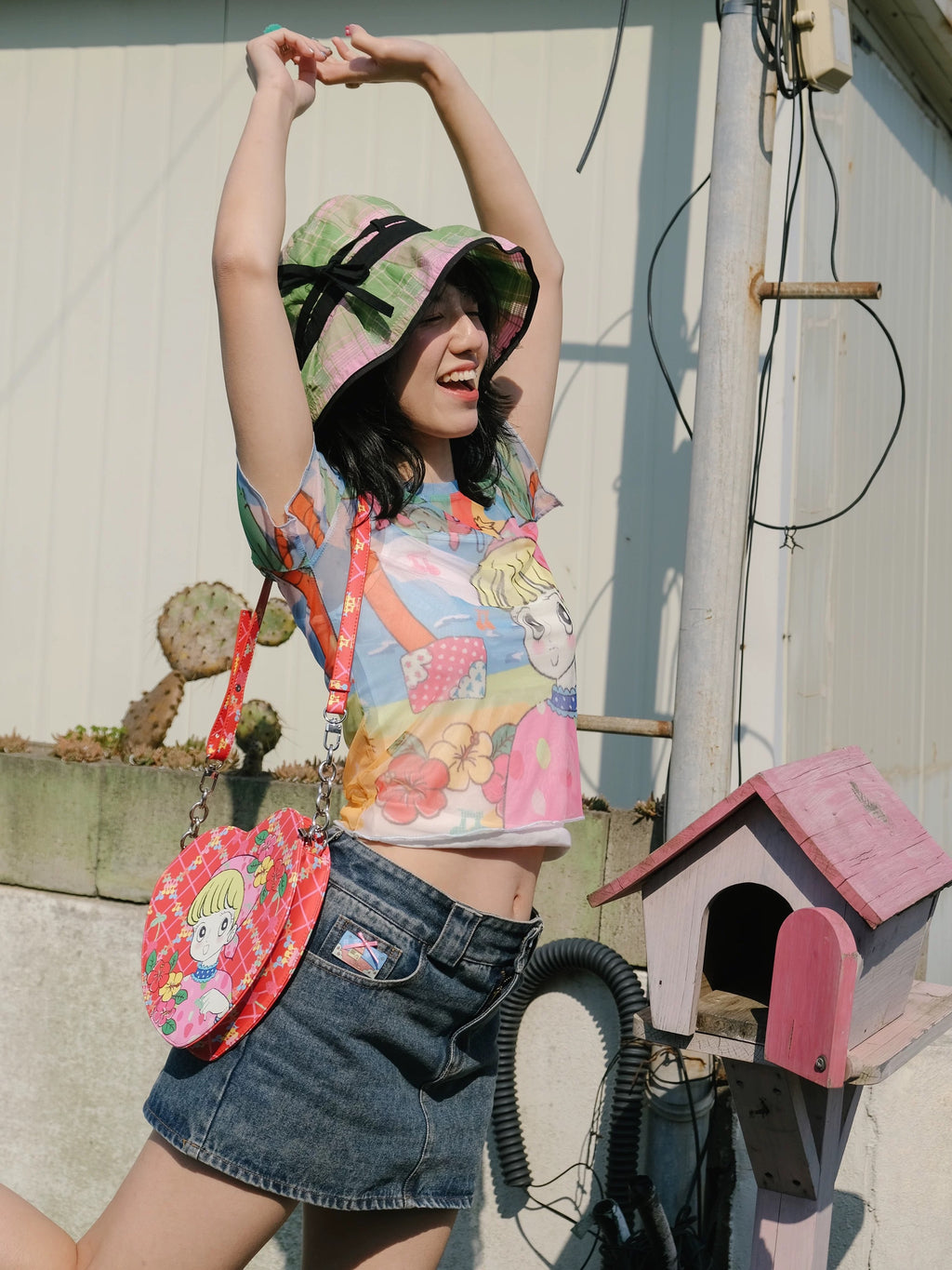 Kaixin Hostel sleeplessの小兔 Embroidered Heart Loose Dress