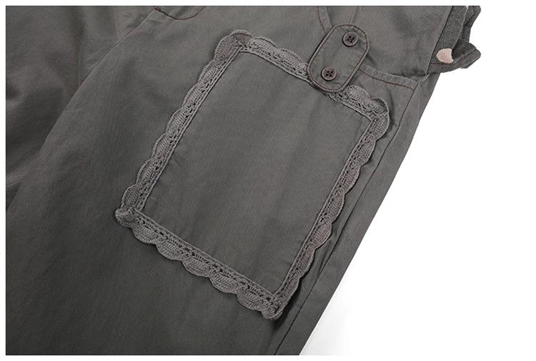Leele Taupe Layered Lace Washed Pants