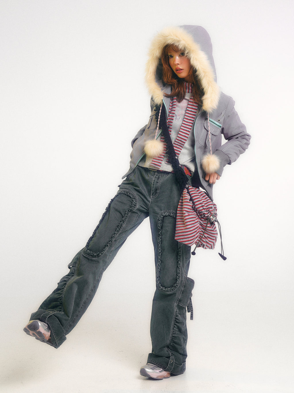 SassyLove Lavender Gray Wide-Leg Pants