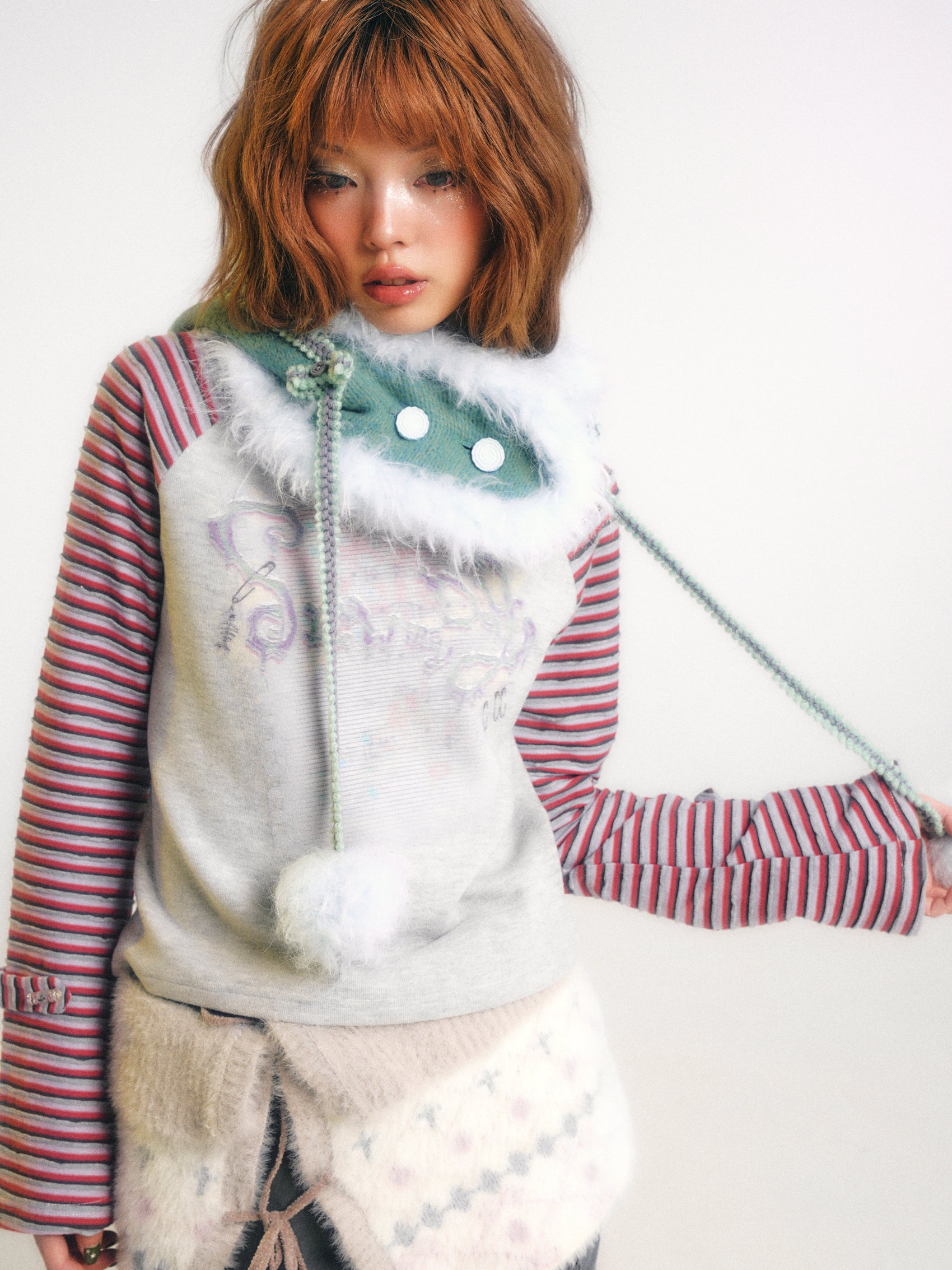 SassyLove Knit Pom-Pom Earflap & Scarf