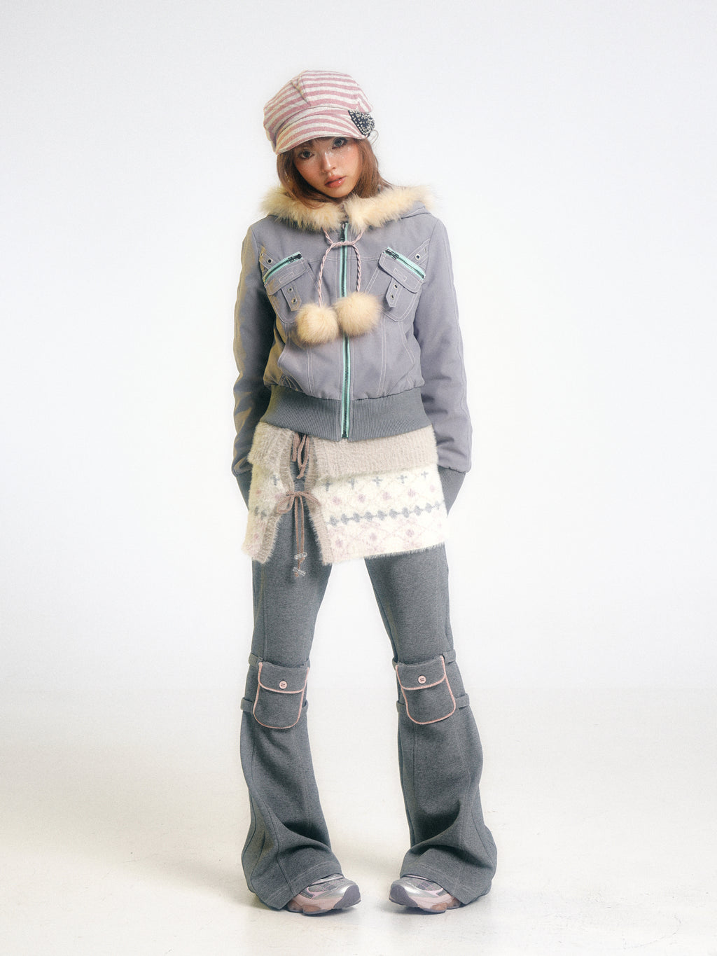 SassyLove Quilted Fur Hood Puffer Jacket