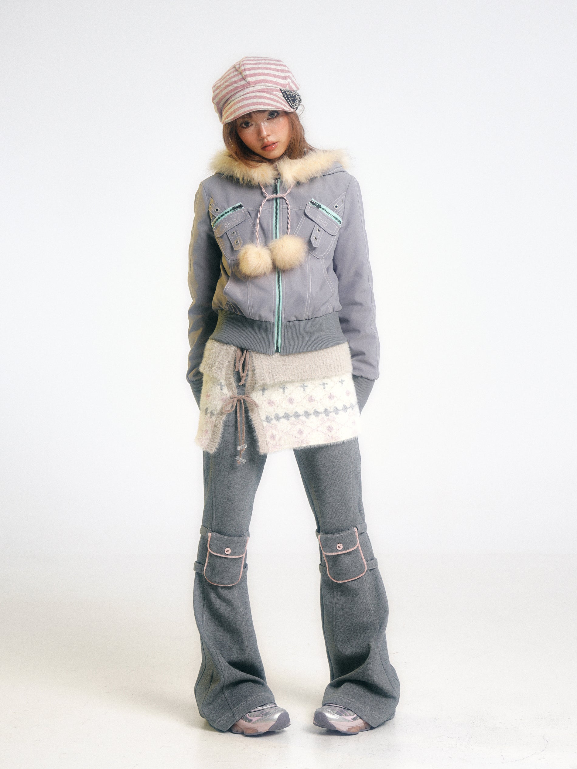 SassyLove Quilted Fur Hood Puffer Jacket