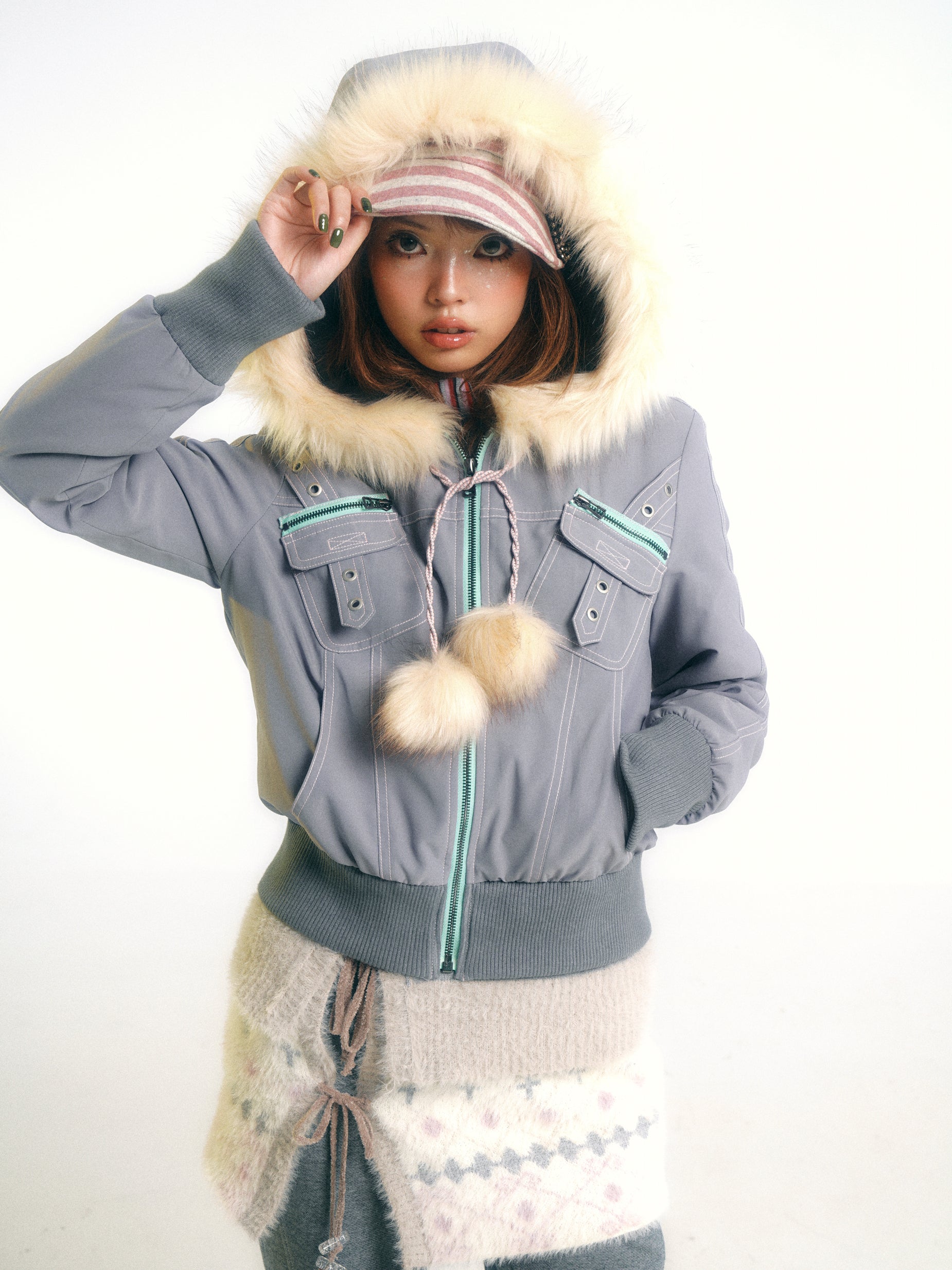 SassyLove Quilted Fur Hood Puffer Jacket
