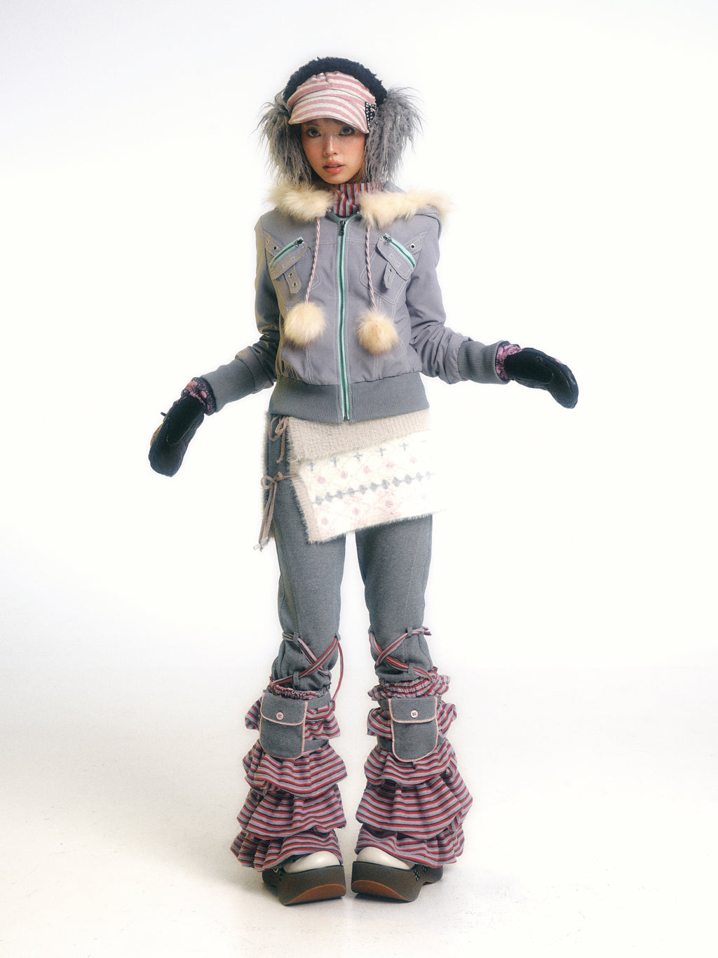 SassyLove Quilted Fur Hood Puffer Jacket