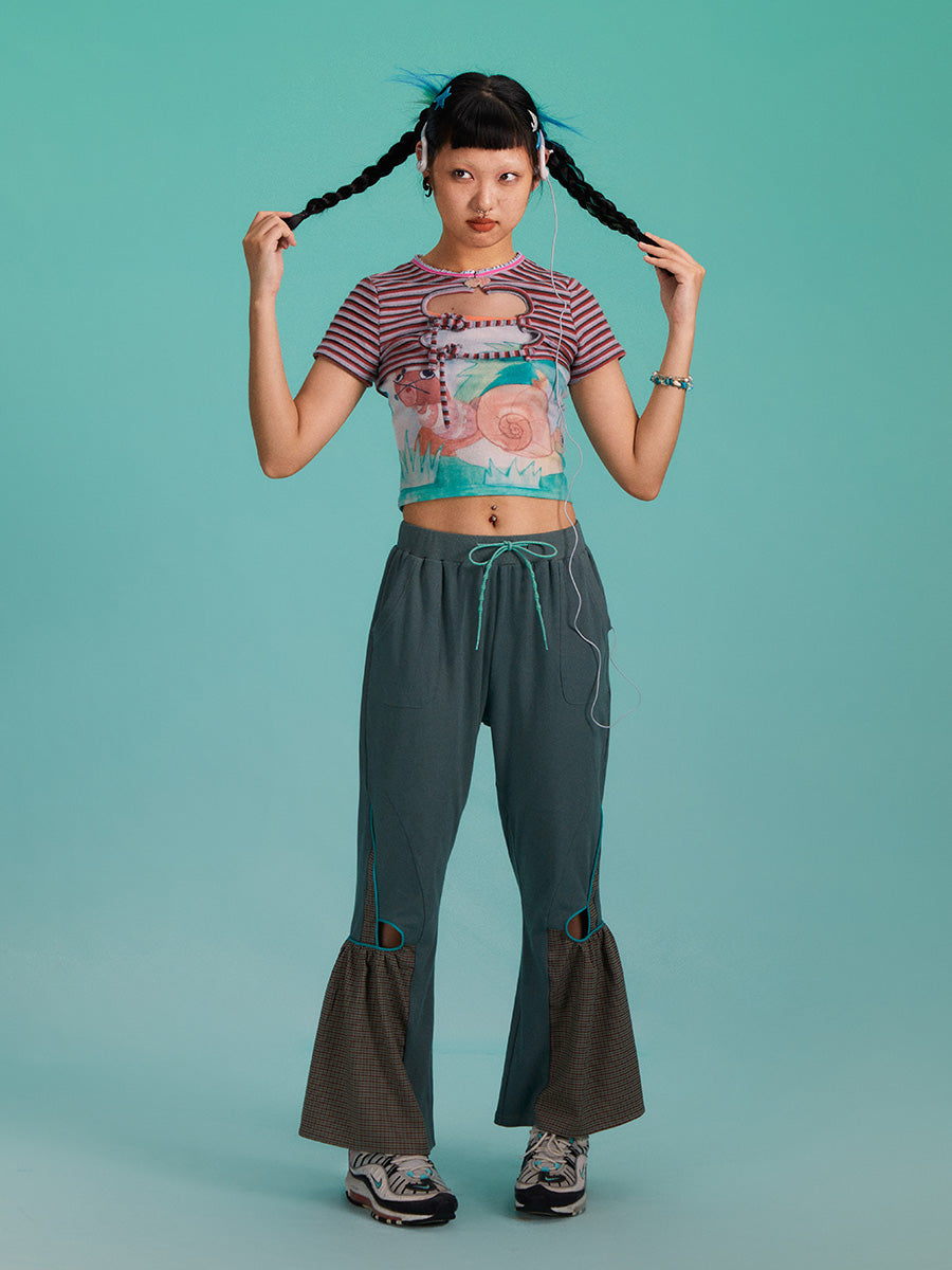 Lounge Retro Rave Color-Block Flared Pants