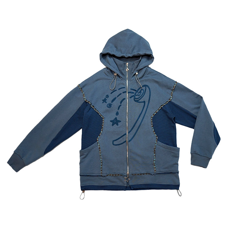 Lounge Dusty Blue Star Swirl Toothbrush Embroidery Hoodie