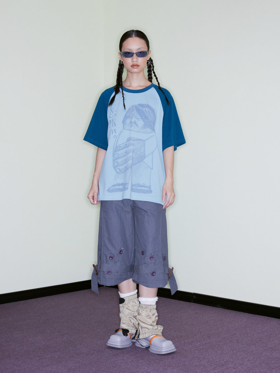 Lounge softT Color-Block Graffiti Print Short Sleeve Tee
