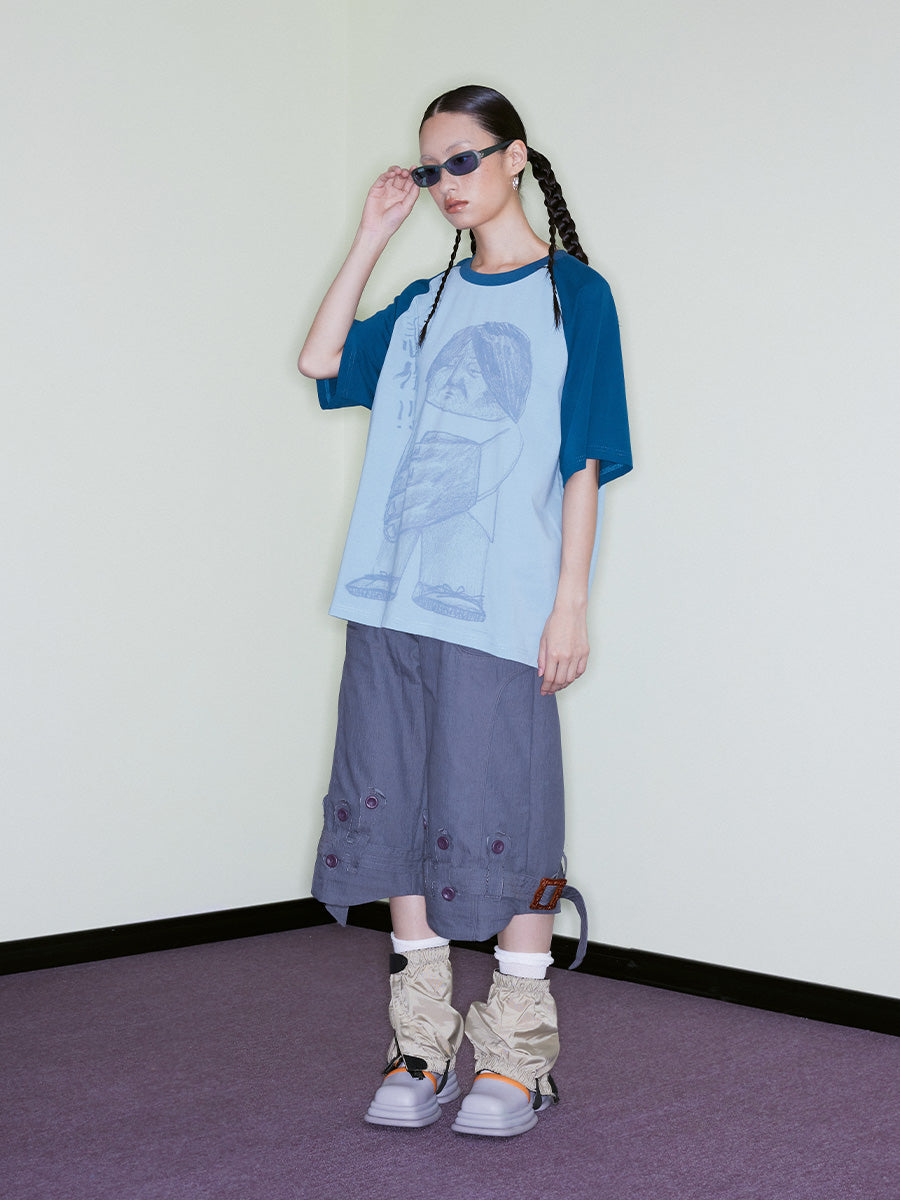 Lounge softT Color-Block Graffiti Print Short Sleeve Tee