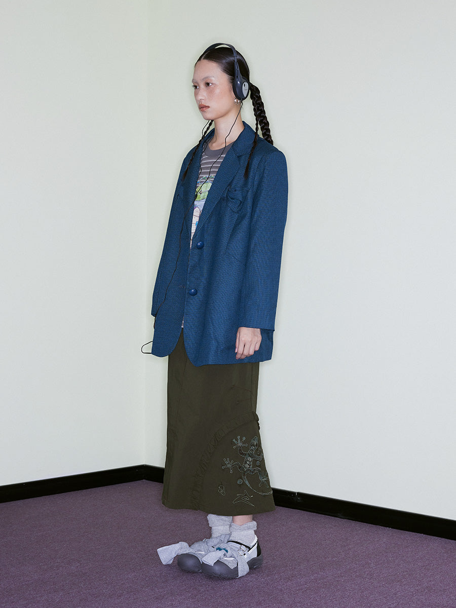 Lounge Vintage Check Deconstructed Bow Blazer
