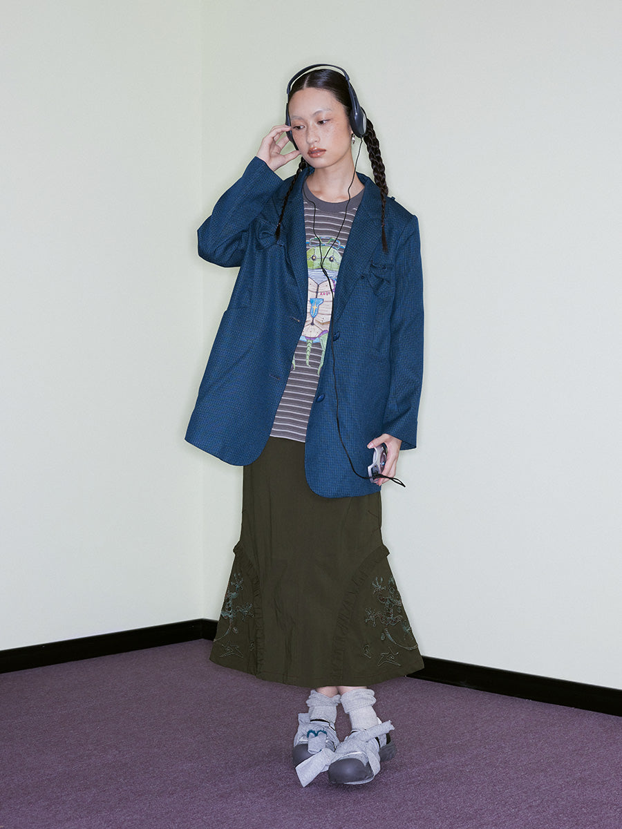 Lounge Vintage Check Deconstructed Bow Blazer