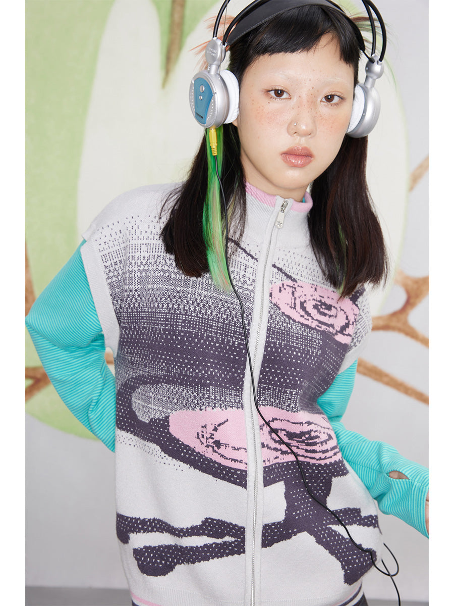 Lounge Dual-Zip High Neck Sweater Vest