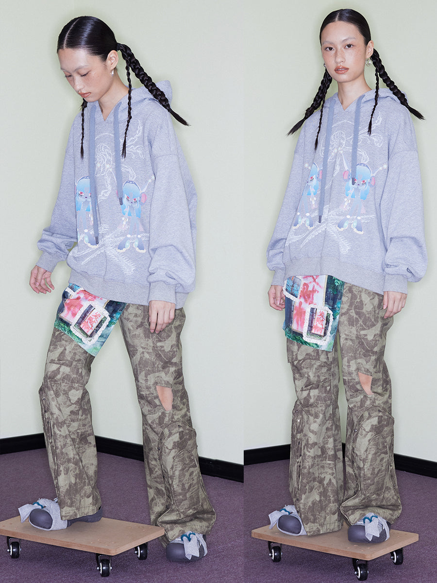 Lounge Spiral Wash Detachable Camo Flare Pants