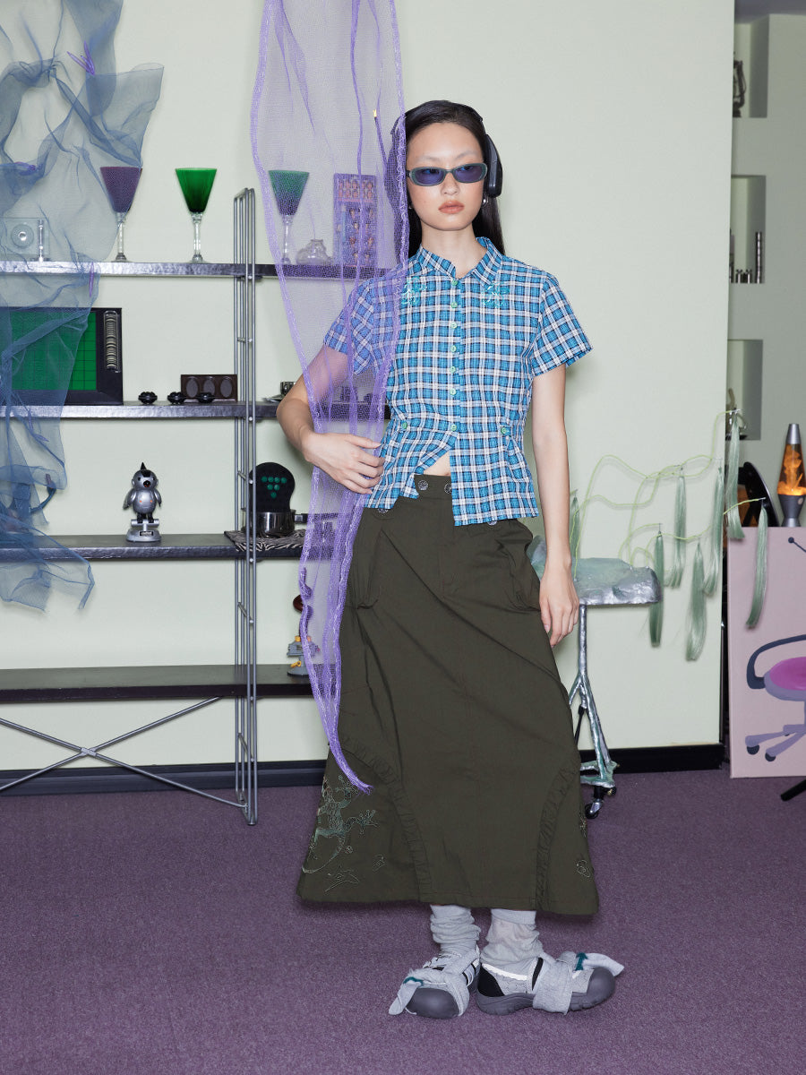 Lounge Y2K Checkered Short Sleeve Shirt