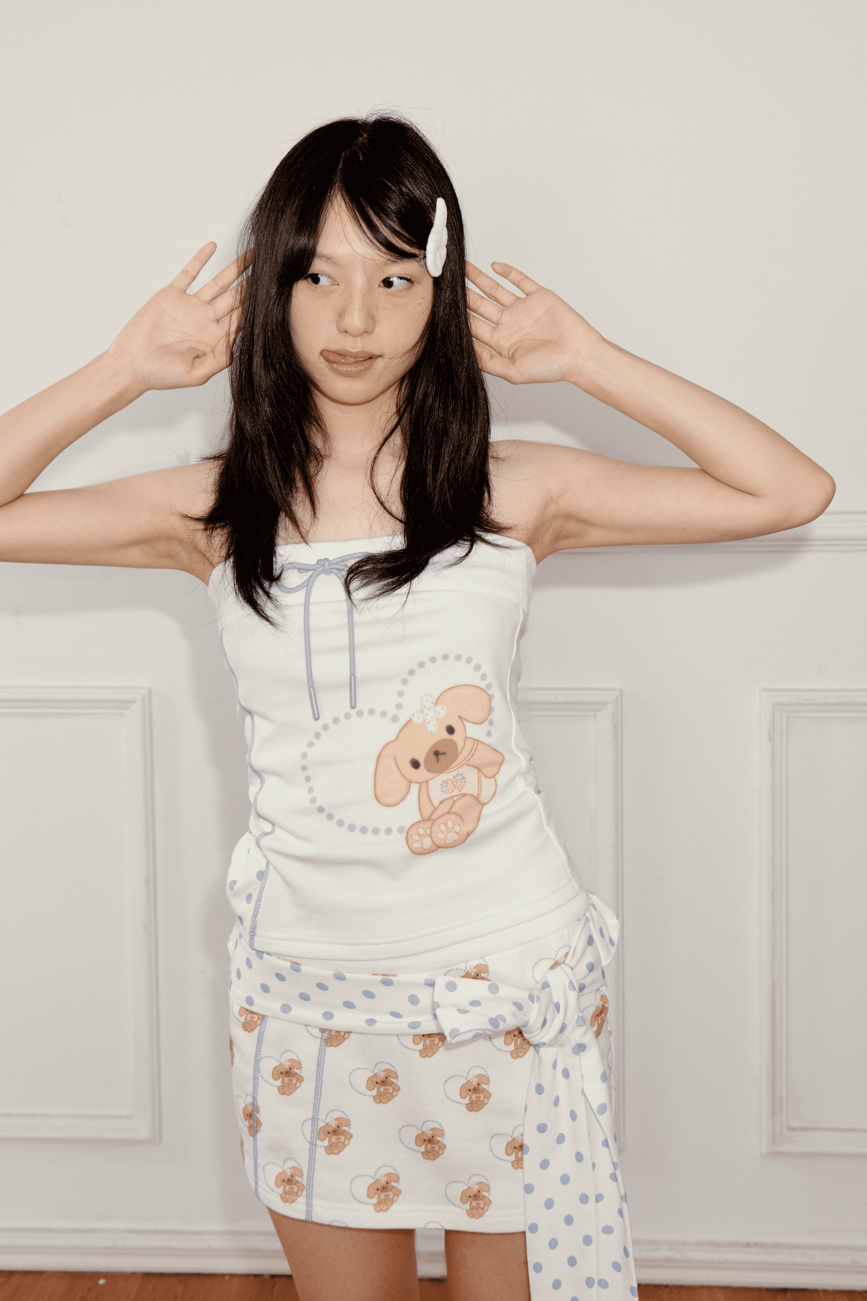 Ageha 25ss Teddy Dessert Set - Fitted Bustier Top