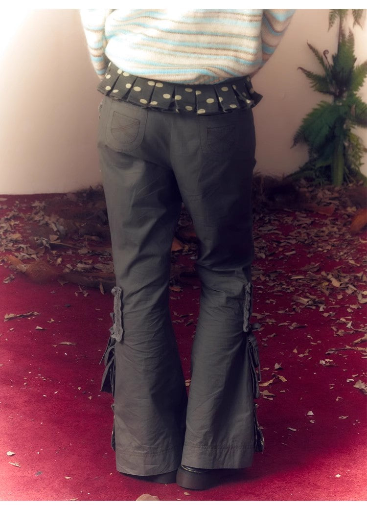Leele Taupe Layered Lace Washed Pants