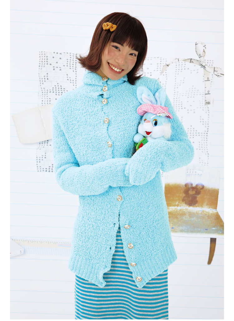 Leele Milky Blue Coral Fleece Sweater Cardigan