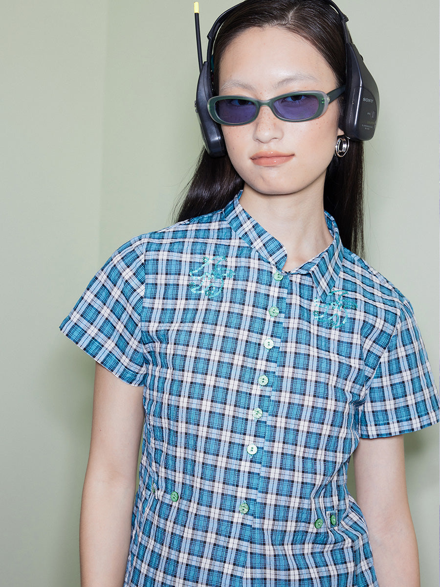 Lounge Y2K Checkered Short Sleeve Shirt