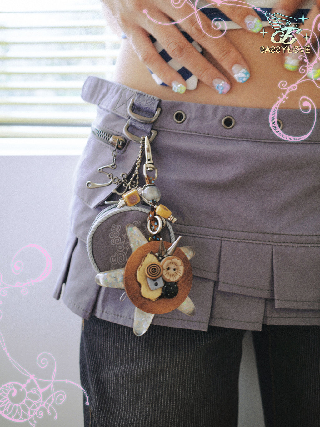 SassyLove 25SS Smoky Lavender Layered Pocket Mini Apron Skirt