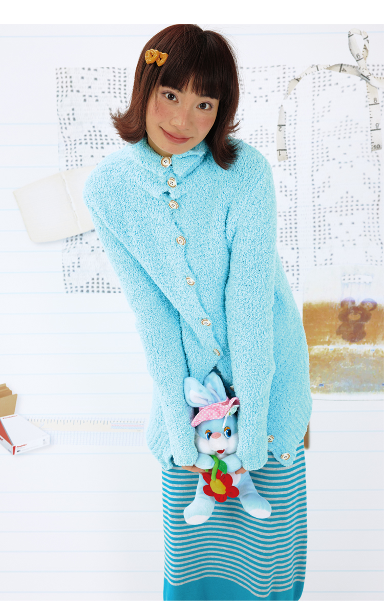 Leele Milky Blue Coral Fleece Sweater Cardigan