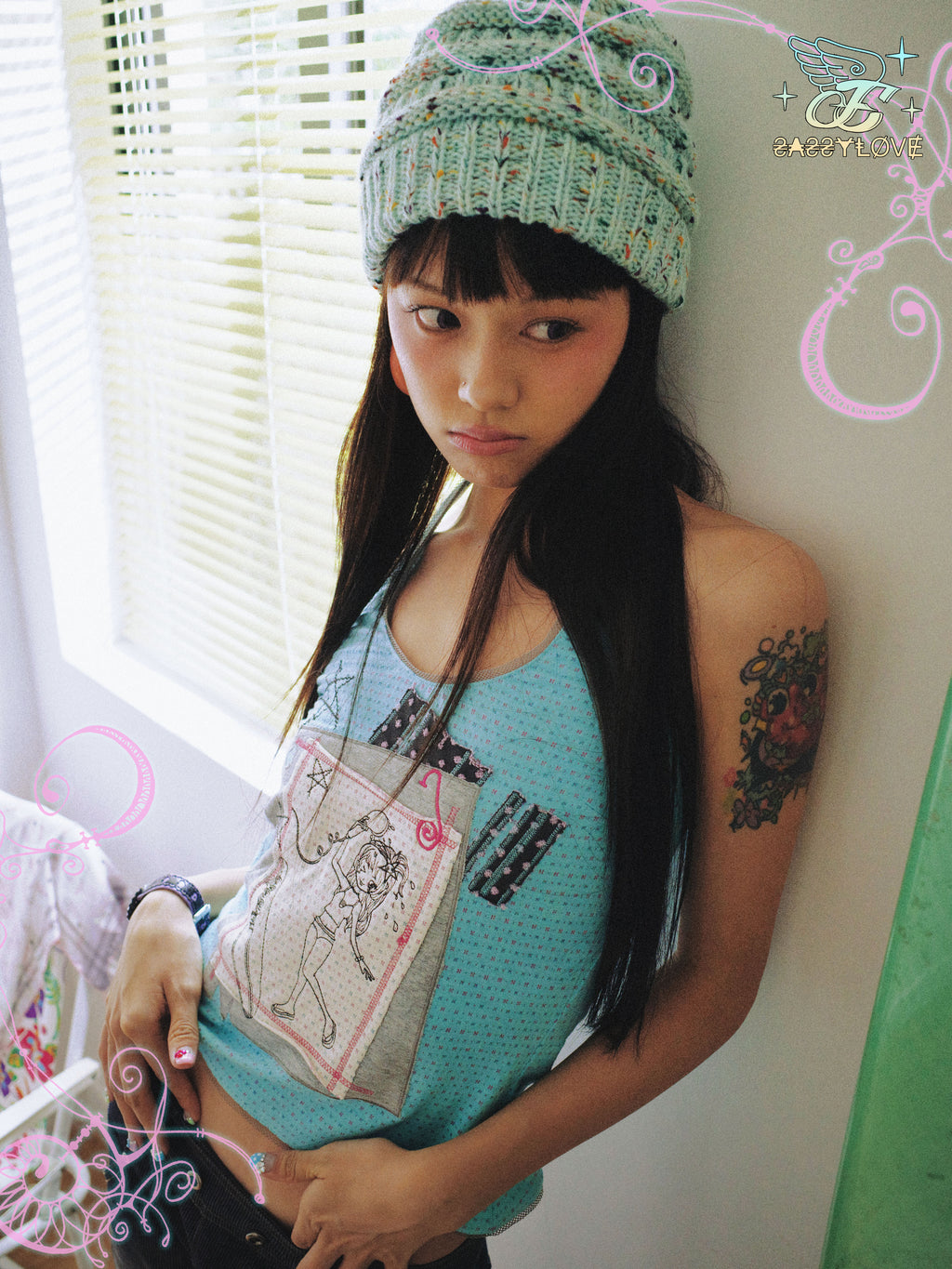 SassyLove 25SS "Bathing Beauty Diary" Embroidered Halter Neck Top