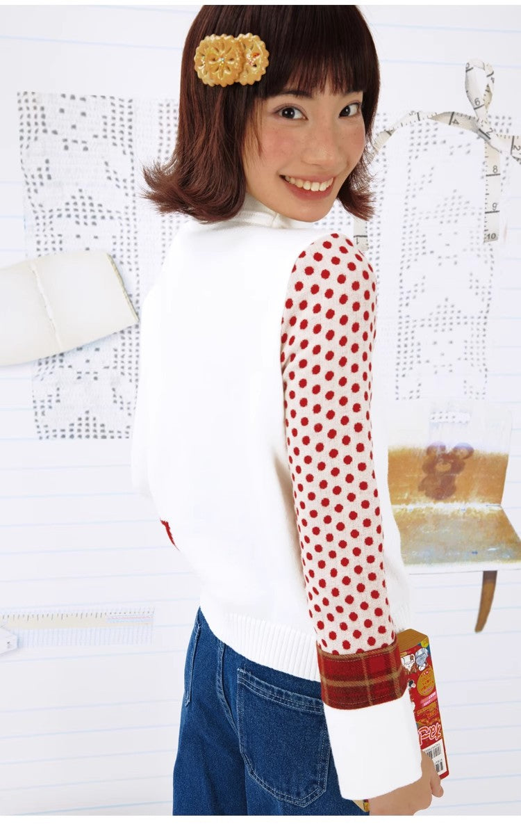 Leele Butterfly Paper-Cut Mandarin Collar Sweater
